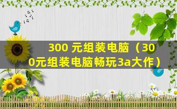 300 元组装电脑（300元组装电脑畅玩3a大作）